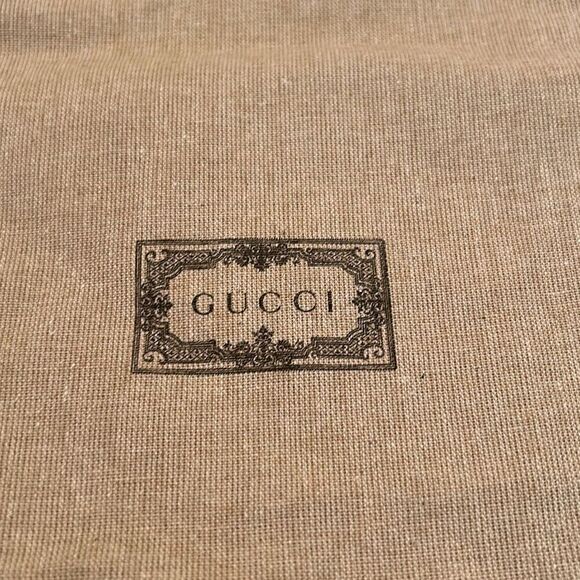 Gucci Tall Rectangular Dust Cover Earthy Beige Classic Spellout Logo Storage Tra - Picture 2 of 5